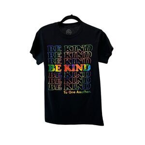 DOM Mens Shirt Sz S Tee Be Kind to One Another Rainbow Pride Ombre Cotton Black
